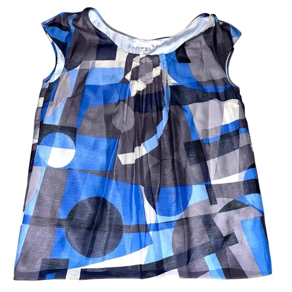 Vince Geometric Blue and Black Sleeveless Top - Picture 1 of 3